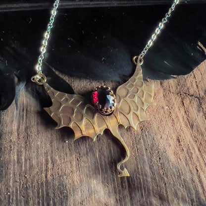 Garnet Dragon Necklace