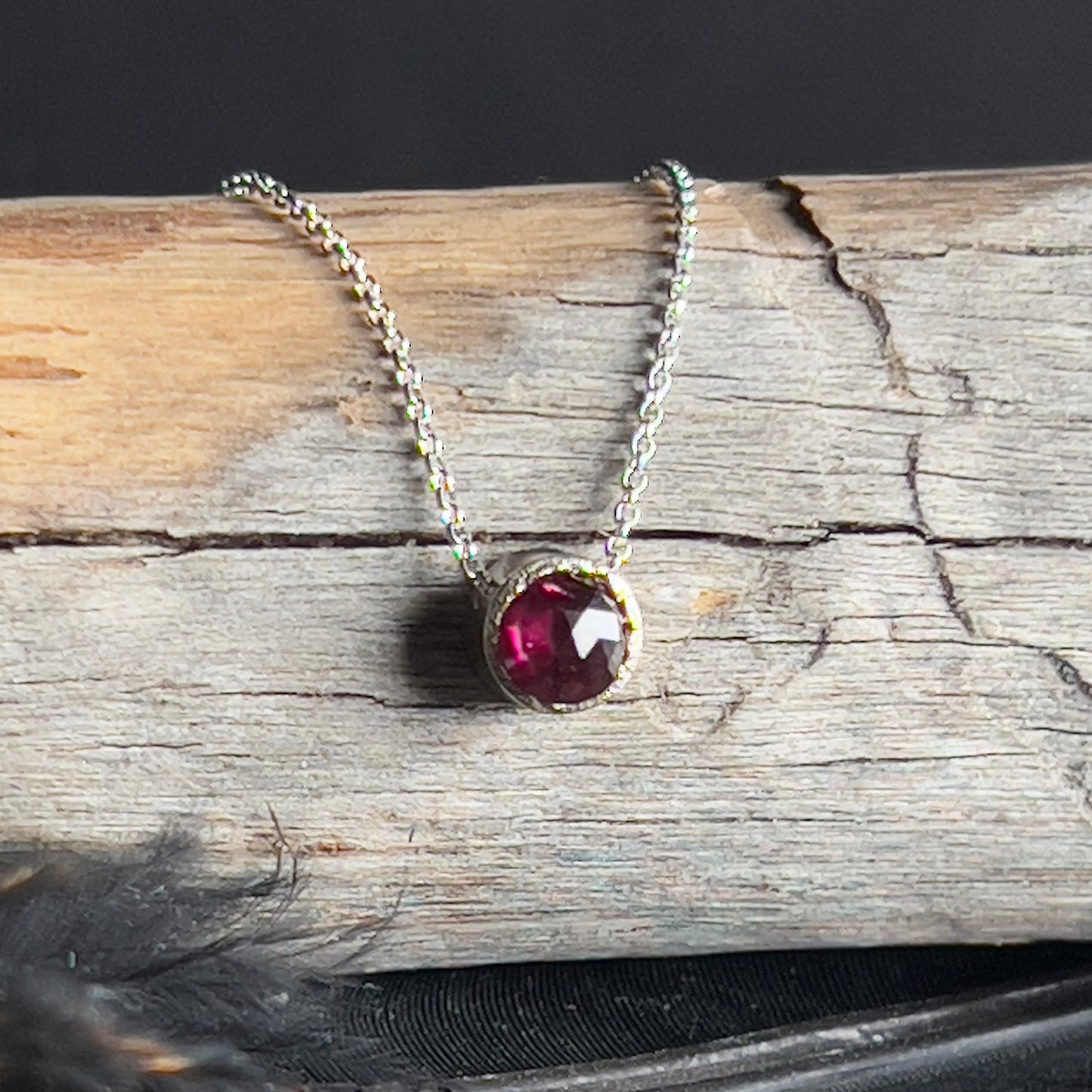 Rose Cut Slider Garnet Necklace