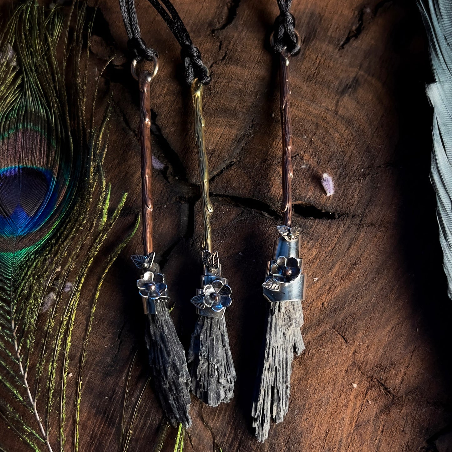 Kyanite Witch's Broom Necklace