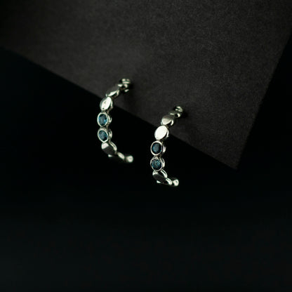 beaded earrings , bead wire earrings, silver and stone