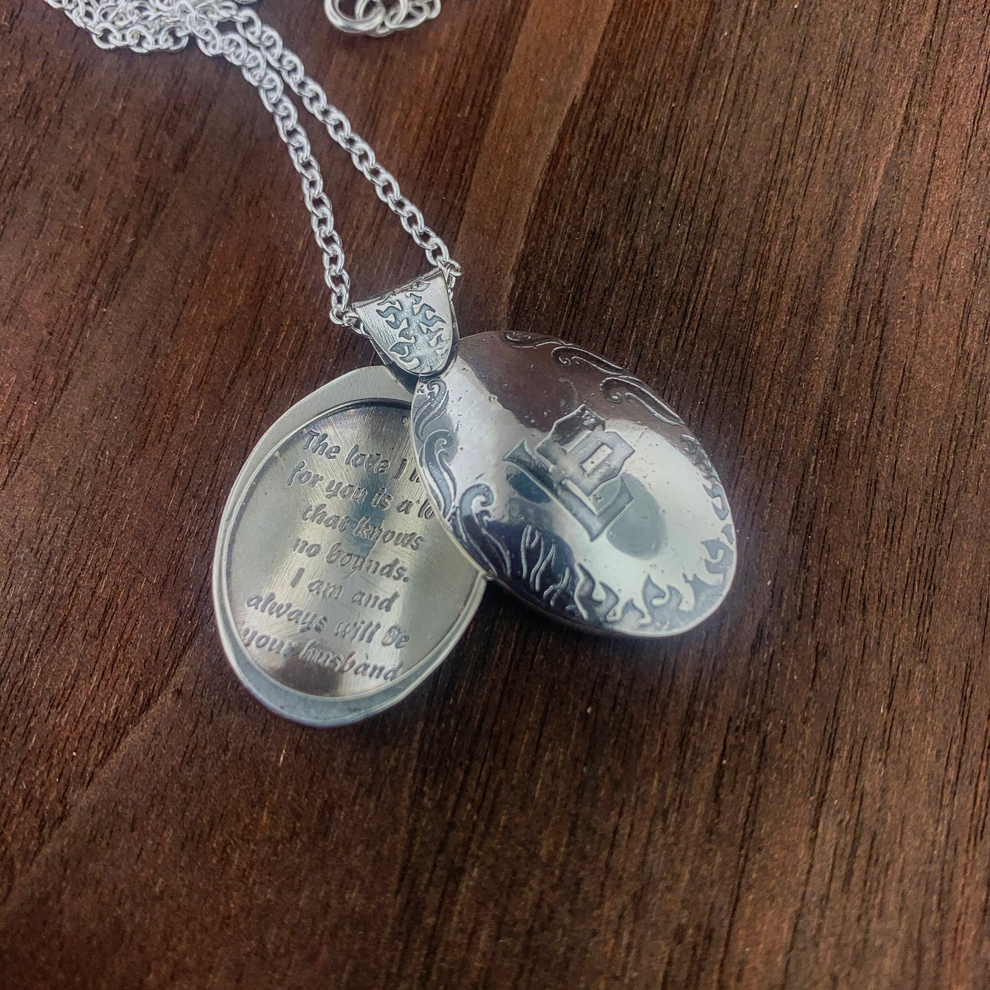 custom malec silver locket and quote