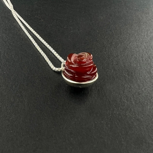 Red Agate Rose Necklace