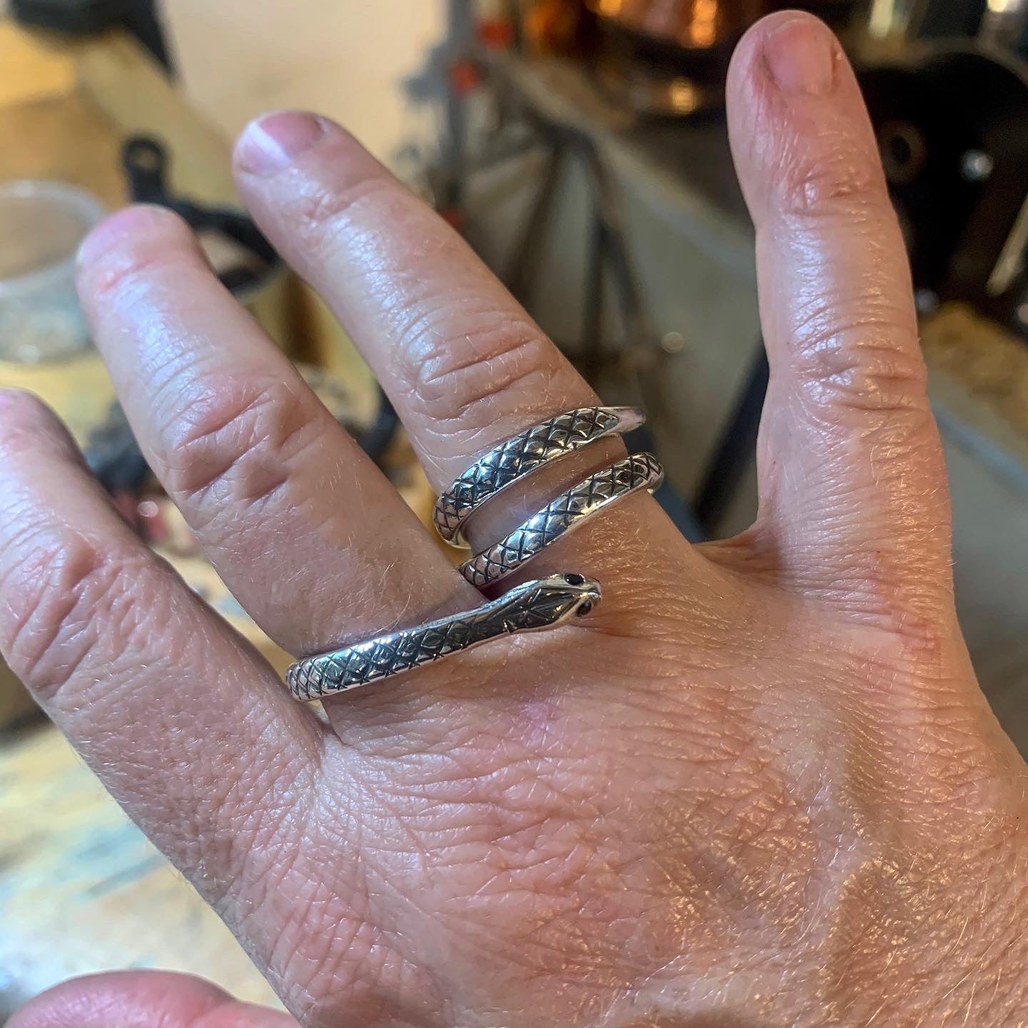 2 finger snake ring, double finger snake ring, scales, scales ring